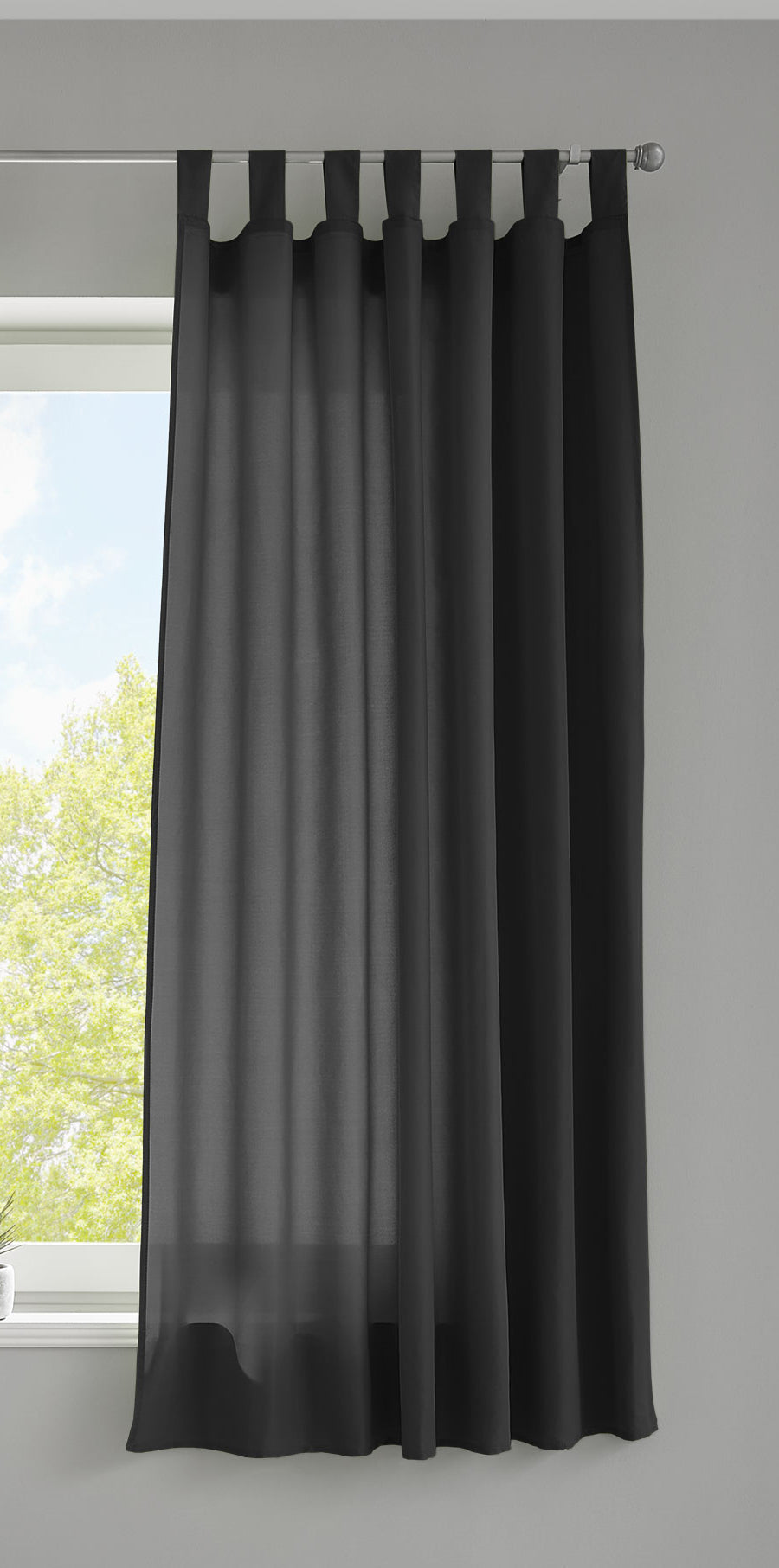 1er Set Vorhang Schal Schlaufen »Berlin« Microsatin Lichtdurchlässig Kräuselband Uni Matt 20400N Schwarz HxB 175x140 cm Gardinenschal 20400Nschwarz-175_2 | gerdinenbox.com