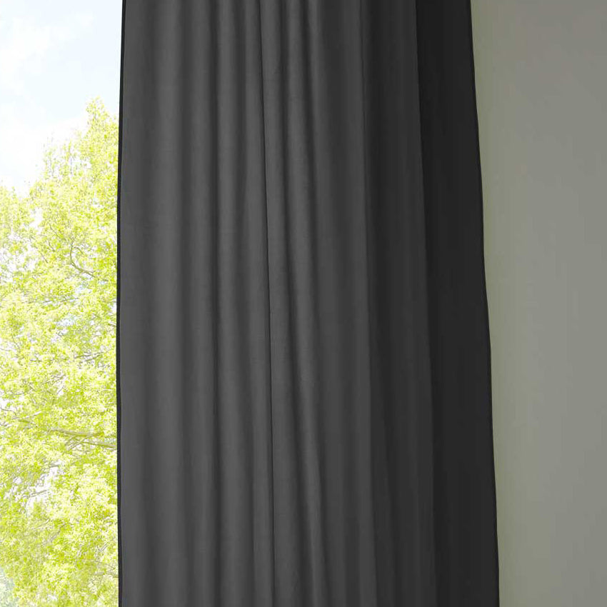 1er Set Vorhang Schal Schlaufen »Berlin« Microsatin Lichtdurchlässig Kräuselband Uni Matt 20400N Schwarz HxB 245x140 cm Gardinenschal 20400Nschwarz | gerdinenbox.com
