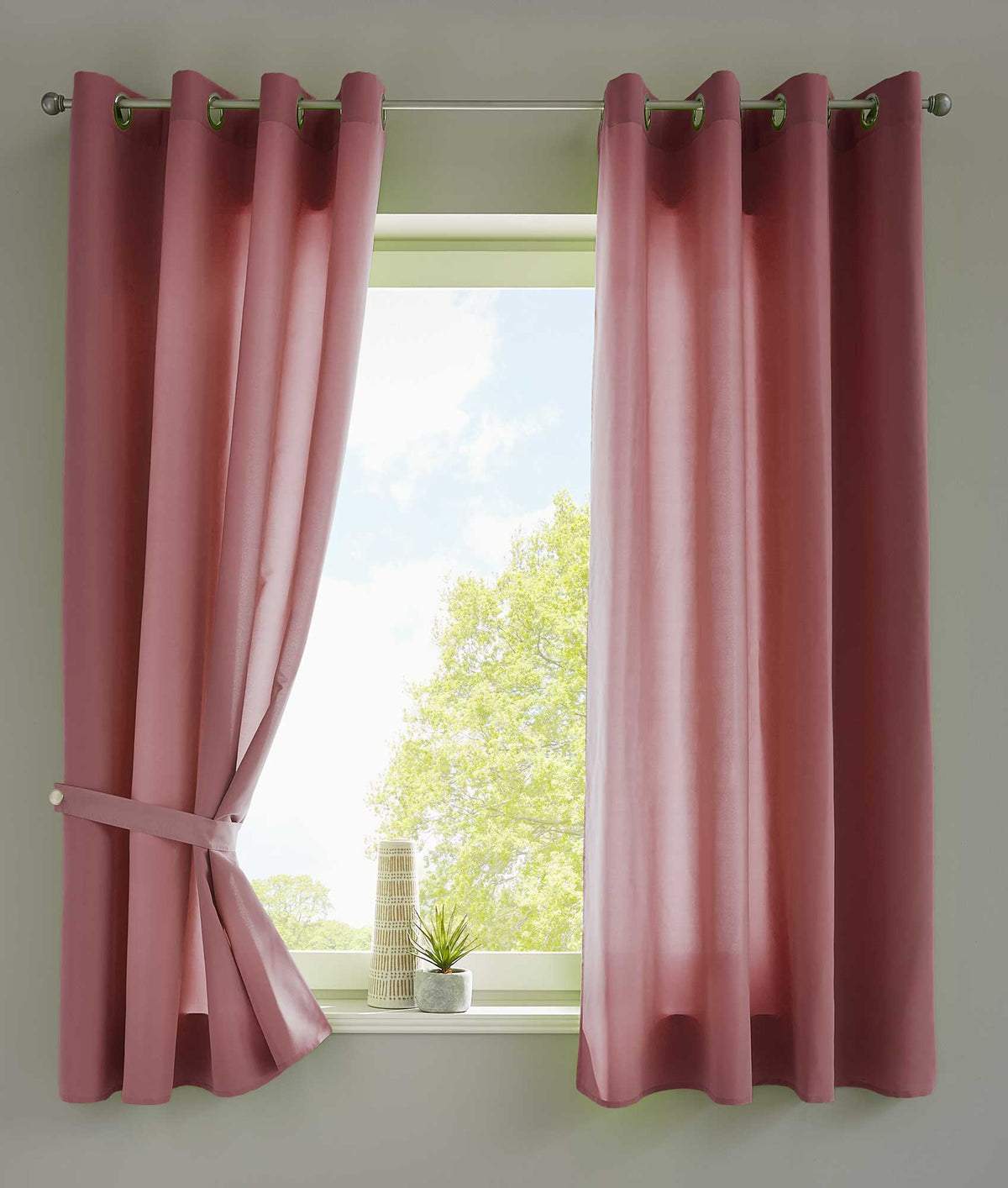 2er Set Vorhänge Schal Ösen »Berlin« Microsatin Lichtdurchlässig Uni Matt 20405N2 Altrosa HxB 145x140 cm Vorhang 20405N2altrosa-175 | gerdinenbox.com