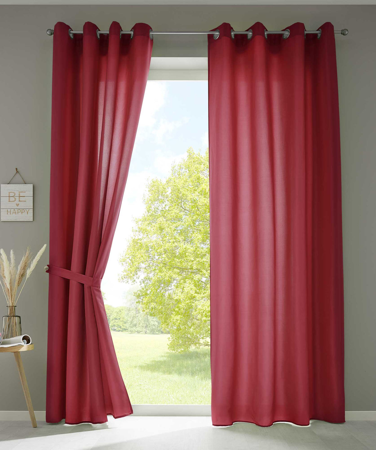 2er Set Vorhänge Schal Ösen »Berlin« Microsatin Lichtdurchlässig Uni Matt 20405N2 Bordeaux HxB 225x140 cm Vorhang 20405N2bordeaux | gerdinenbox.com