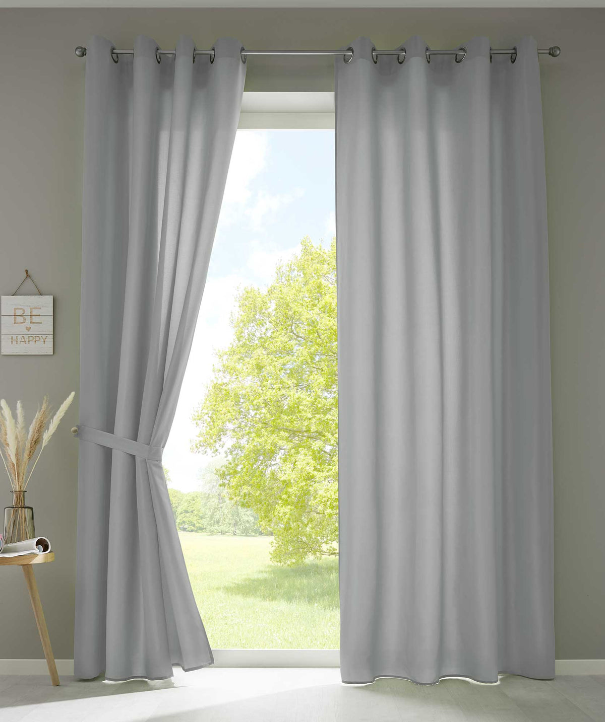 2er Set Vorhänge Schal Ösen »Berlin« Microsatin Lichtdurchlässig Uni Matt 20405N2 Grau HxB 245x140 cm Vorhang 20405N2grau_d4b39757-b857-4adc-8dd0-5ea0ccef906d | gerdinenbox.com