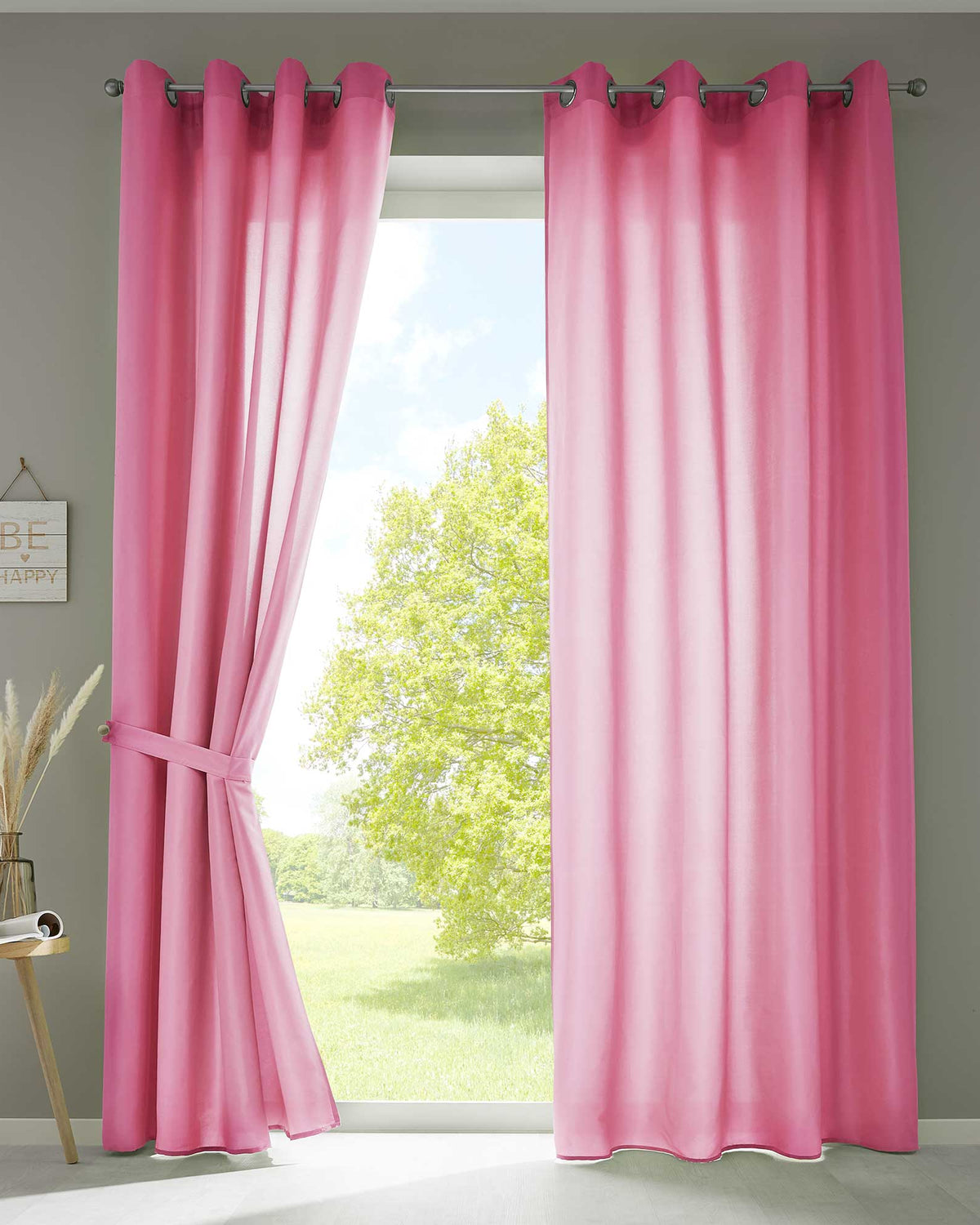 2er Set Vorhänge Schal Ösen »Berlin« Microsatin Lichtdurchlässig Uni Matt 20405N2 Pink HxB 225x140 cm Vorhang 20405N2pink | gerdinenbox.com