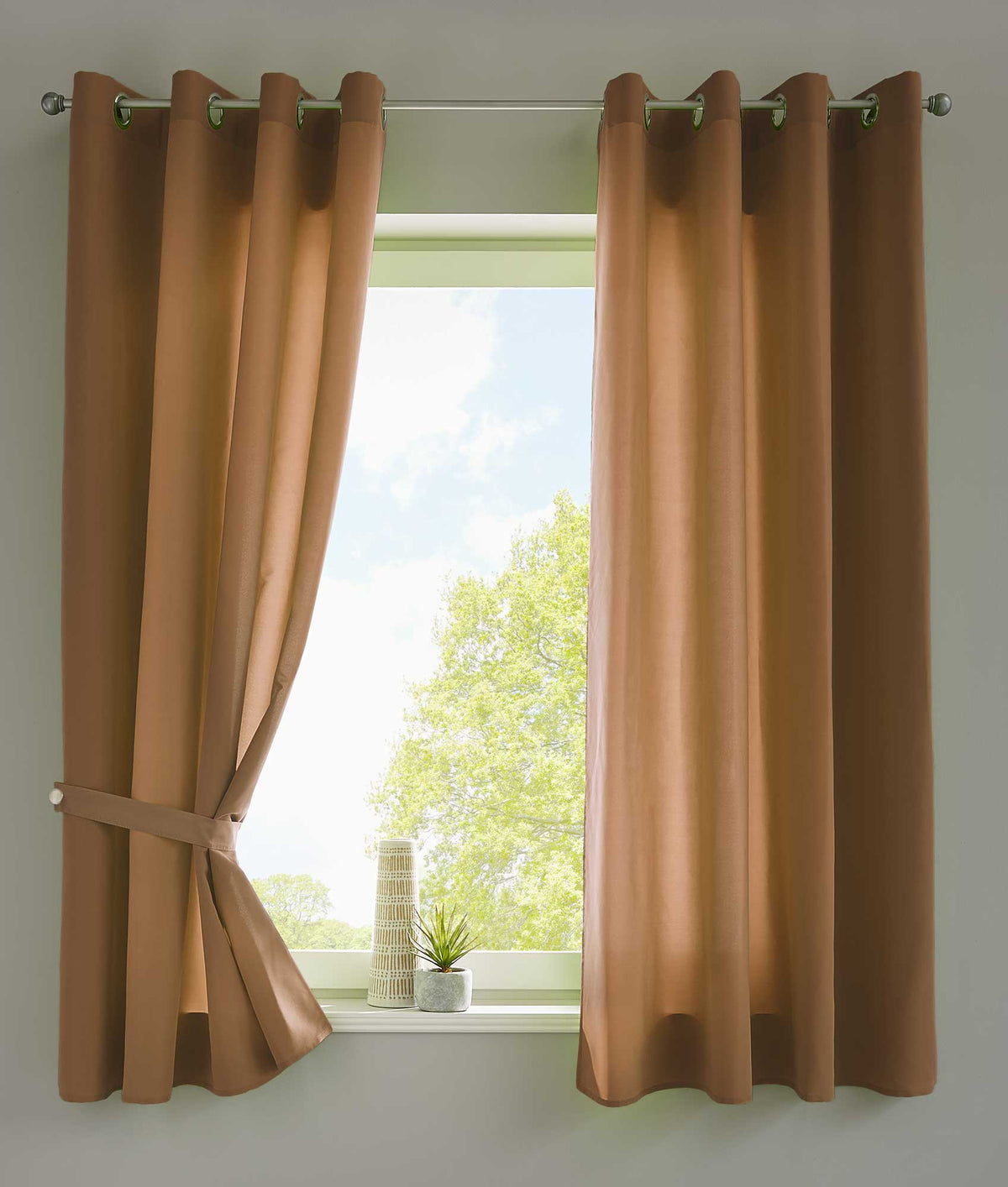 2er Set Vorhänge Schal Ösen »Berlin« Microsatin Lichtdurchlässig Uni Matt 20405N2 Taupe HxB 145x140 cm Vorhang 20405N2taupe-175 | gerdinenbox.com