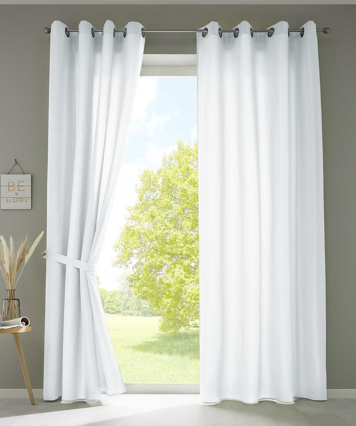 2er Set Vorhänge Schal Ösen »Berlin« Microsatin Lichtdurchlässig Uni Matt 20405N2 Weiß HxB 245x140 cm Vorhang 20405N2weiss_f06d548f-91da-4f04-ba21-e7f4d875e338 | gerdinenbox.com
