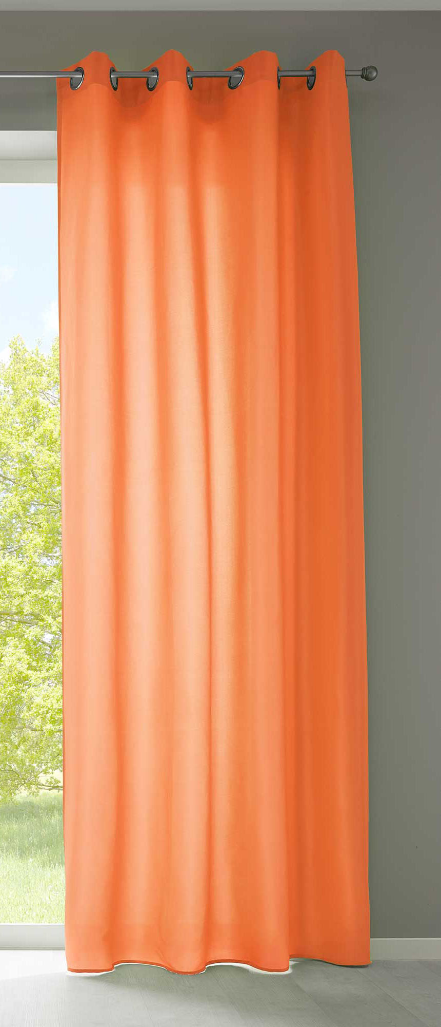1er Set Vorhänge Schal Ösen »Berlin« Microsatin Lichtdurchlässig Uni Matt 20405N Orange HxB 225x140 cm Vorhang 20405Norange_665ada3a-3812-42de-8af6-aeb50675325a | gerdinenbox.com