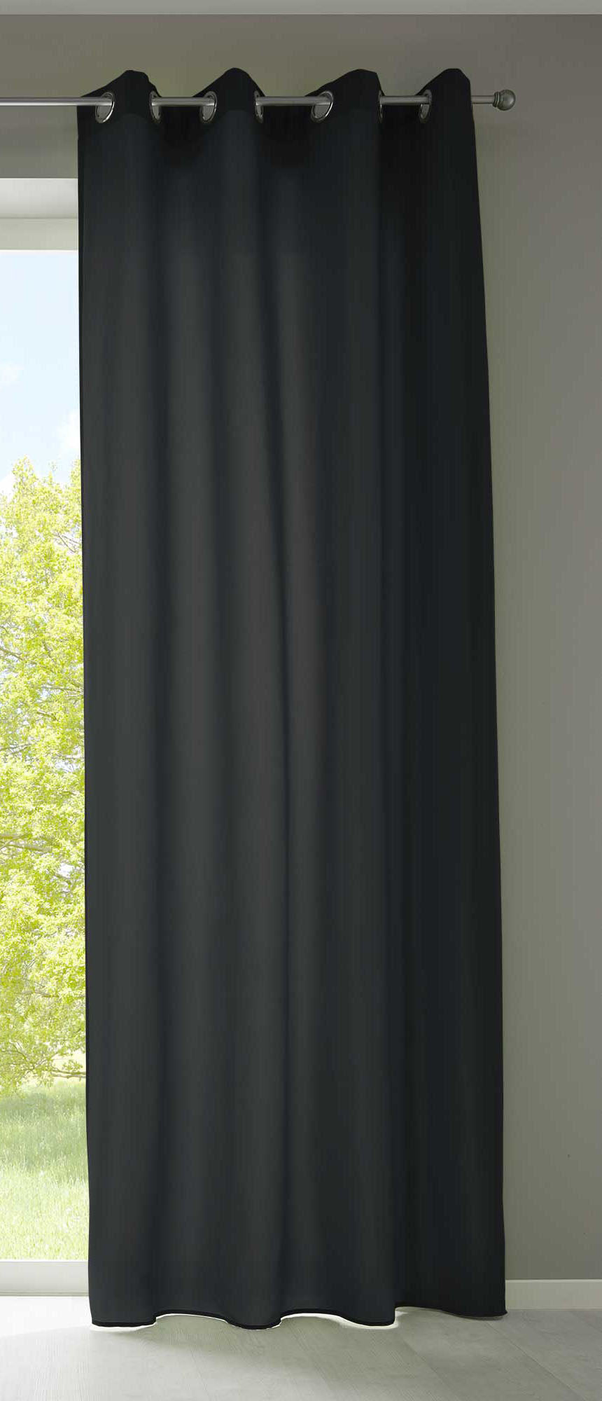 1er Set Vorhänge Schal Ösen »Berlin« Microsatin Lichtdurchlässig Uni Matt 20405N Schwarz HxB 225x140 cm Vorhang 20405Nschwarz_a0a133b4-32c1-4e3a-8ae1-401ba9ccc8e2 | gerdinenbox.com