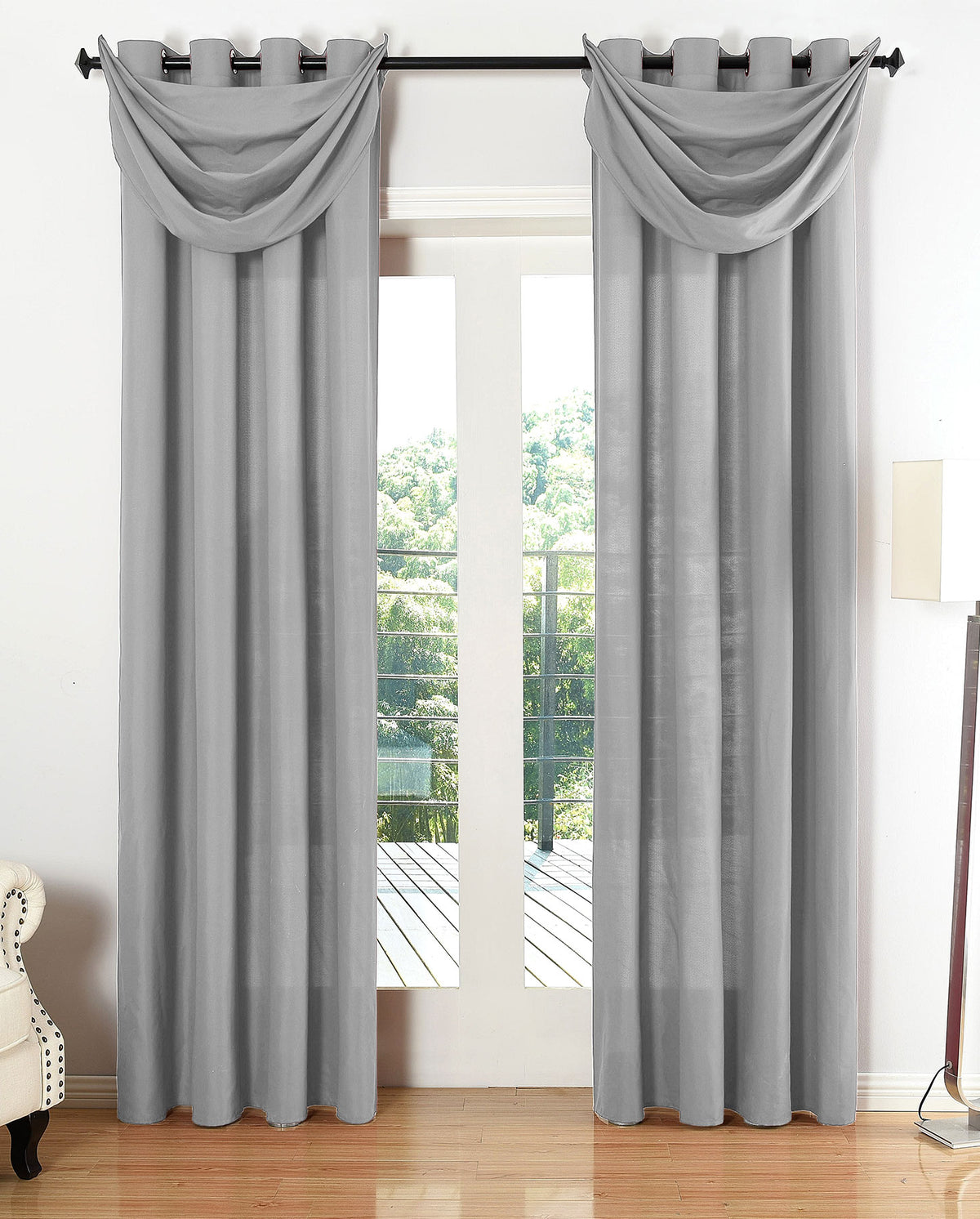 Vorhang Set Schal Ösen Microsatin Segeltuch Querbehang lichtdurchlässig Deko Wohnzimmer 20405S4 Grau HxB 225x140 cm Vorhang Set 20405S4grau_fcffa5b2-a703-494c-9ad1-23e9a5047960 | gerdinenbox.com