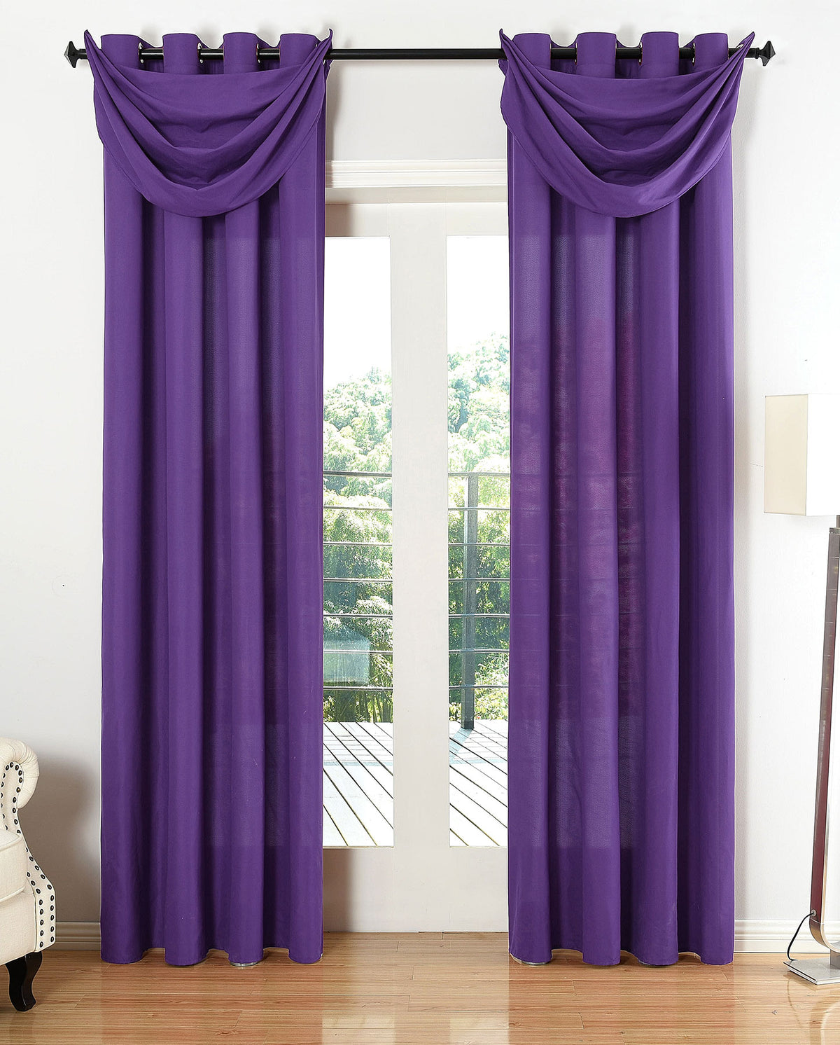 Vorhang Set Schal Ösen Microsatin Segeltuch Querbehang lichtdurchlässig Deko Wohnzimmer 20405S4 Lila HxB 245x140 cm Vorhang Set 20405S4lila_bafc2d9e-4431-449e-8f1b-b41e26ca673f | gerdinenbox.com