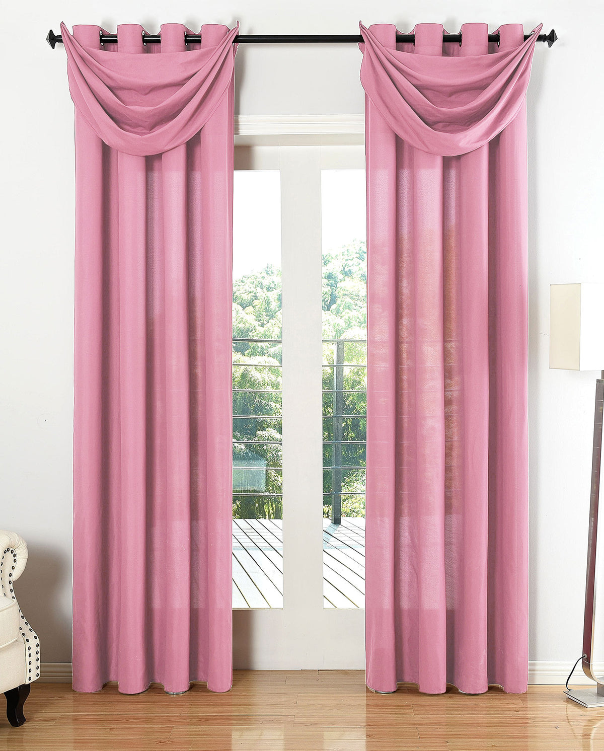 Vorhang Set Schal Ösen Microsatin Segeltuch Querbehang lichtdurchlässig Deko Wohnzimmer 20405S4 Pink HxB 175x140 cm Vorhang Set 20405S4pink | gerdinenbox.com