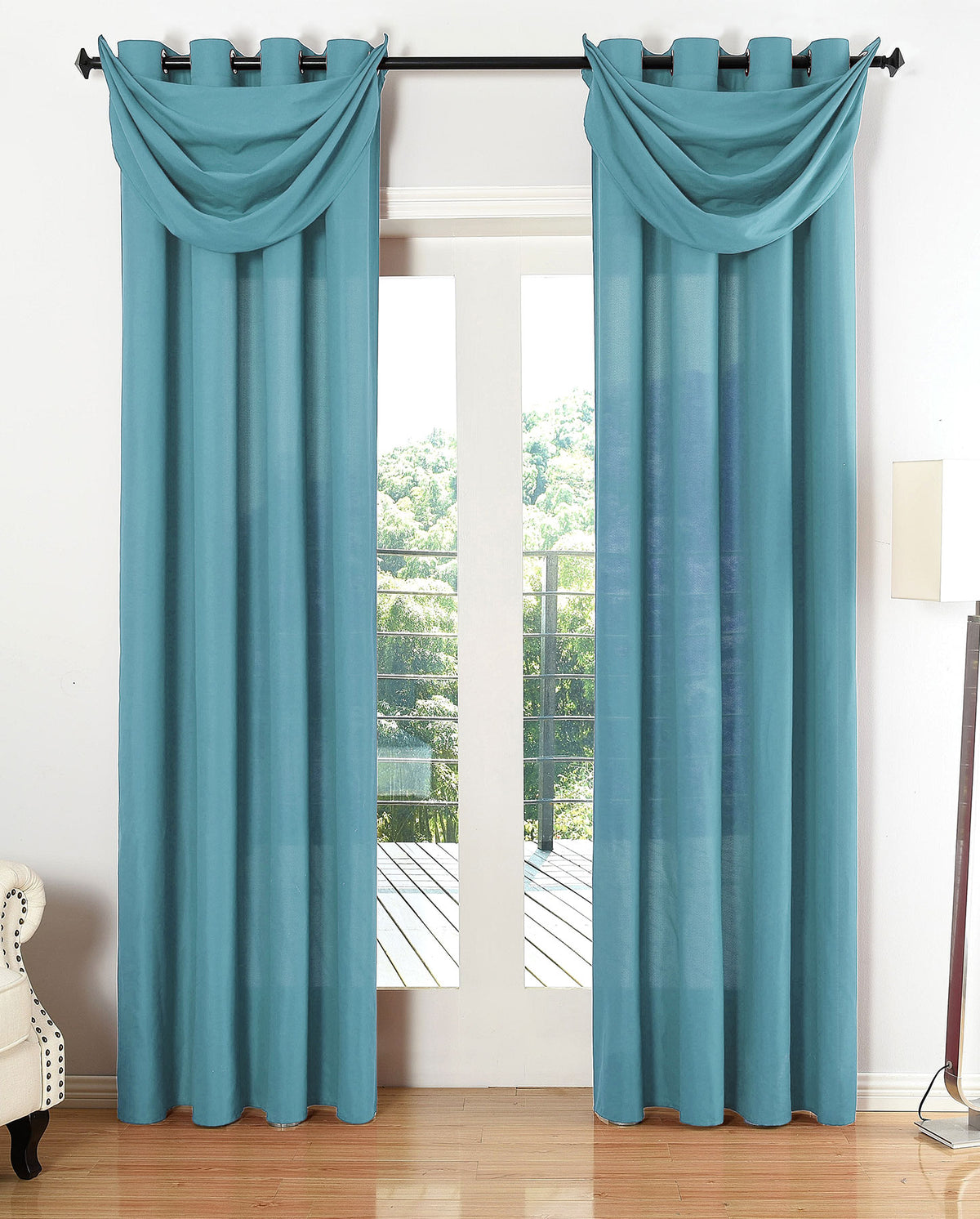 Vorhang Set Schal Ösen Microsatin Segeltuch Querbehang lichtdurchlässig Deko Wohnzimmer 20405S4 Türkis HxB 245x140 cm Vorhang Set 20405S4tuerkis_fab283da-b764-405e-8fd5-b1c39ea8551f | gerdinenbox.com