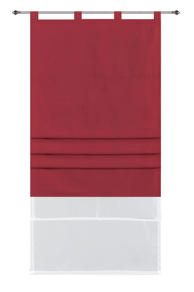 Doppel Raffrollo Palma Microsatin matt Voile Faltgardinen Faltrollo Schlaufenrollo mit Universalgardinenband 20410 Bordeaux 60 x 175 (BxH) Raffrollo 20410bordeaux_15669a22-e655-4fa6-9890-5365a9e1af14 | gerdinenbox.com