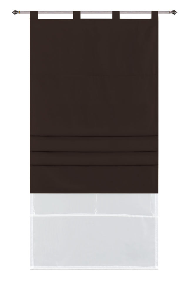 Doppel Raffrollo Palma Microsatin matt Voile Faltgardinen Faltrollo Schlaufenrollo mit Universalgardinenband 20410 Braun 100 x 175 (BxH) Raffrollo 20410braun | gerdinenbox.com