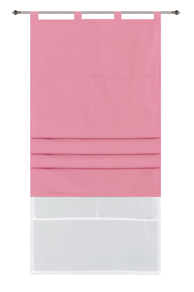 Doppel Raffrollo Palma Microsatin matt Voile Faltgardinen Faltrollo Schlaufenrollo mit Universalgardinenband 20410 Pink 60 x 175 (BxH) Raffrollo 20410pink_5f740eb0-b271-4c02-a15e-7d6059a1736a | gerdinenbox.com