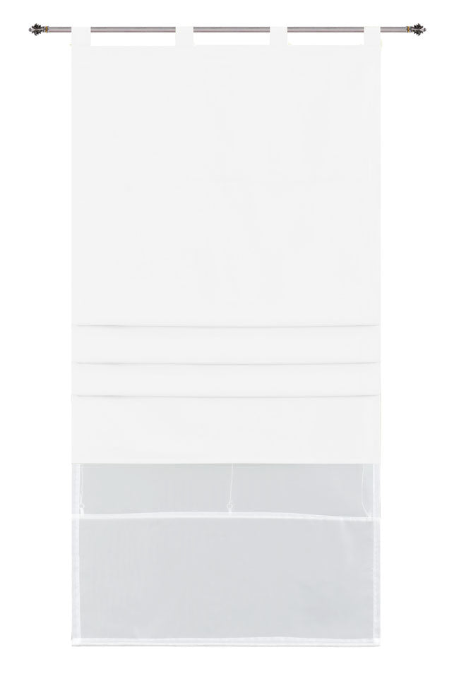 Doppel Raffrollo Palma Microsatin matt Voile Faltgardinen Faltrollo Schlaufenrollo mit Universalgardinenband 20410 Weiss 100 x 175 (BxH) Raffrollo 20410weiss | gerdinenbox.com