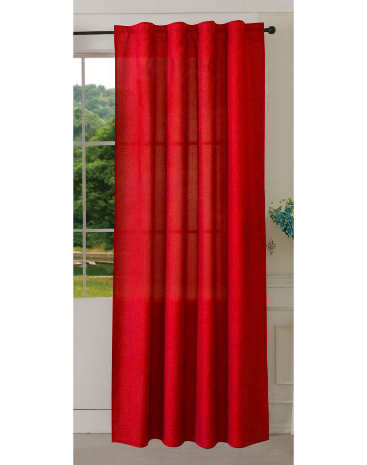Vorhang Schal verdeckte Schlaufen >>Cationic<< blickdicht Leinen Optik natura seidenmatt (HxB) Landhaus Stil 20440 Rot Vorhang 20440rot | gerdinenbox.com