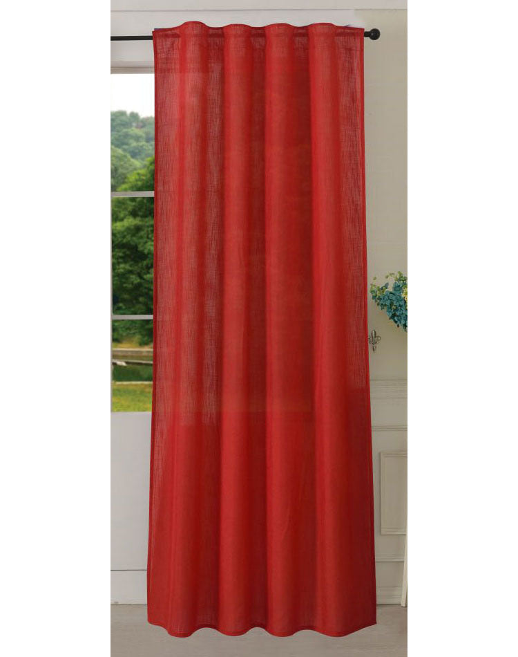 Vorhang Schal verdeckte Schlaufen >>Linene<< blickdicht Leinen Optik Natur Grobfaser (HxB) Lanhaus Stil schwere Qualität 20445 Rot Vorhang 20445rot | gerdinenbox.com