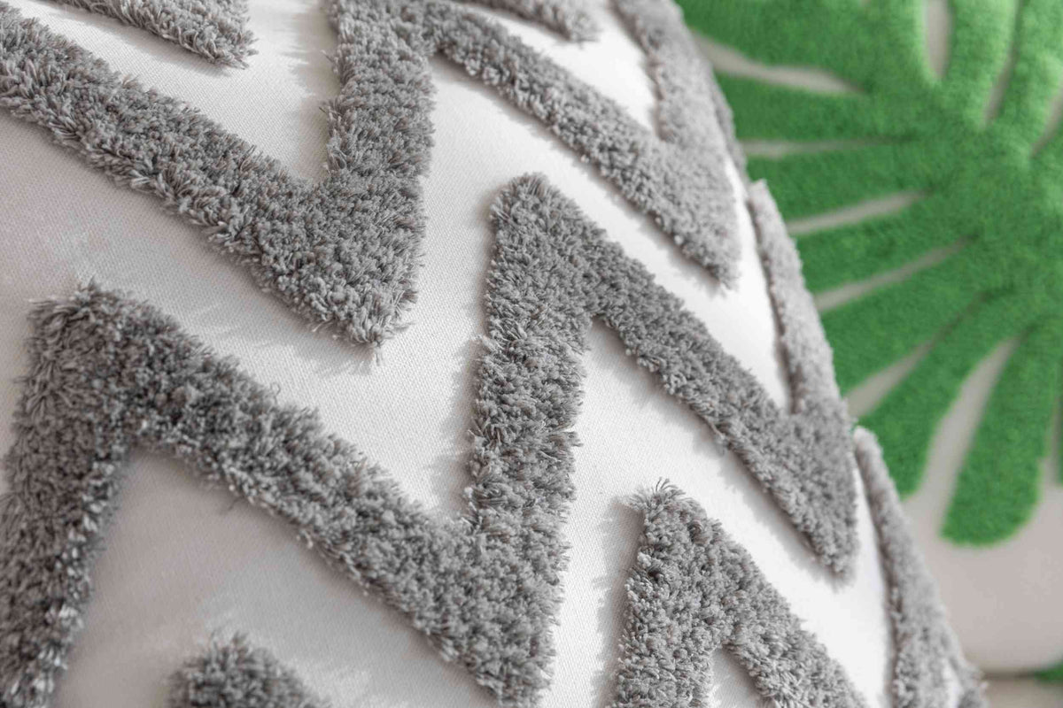 Kissenhülle »Bonn« Frottee-Stickerei 100% Baumwolle Zickzack-Design hochwertiger Leinenstoff 202495K Kissenhülle 3F3A3677 | gerdinenbox.com