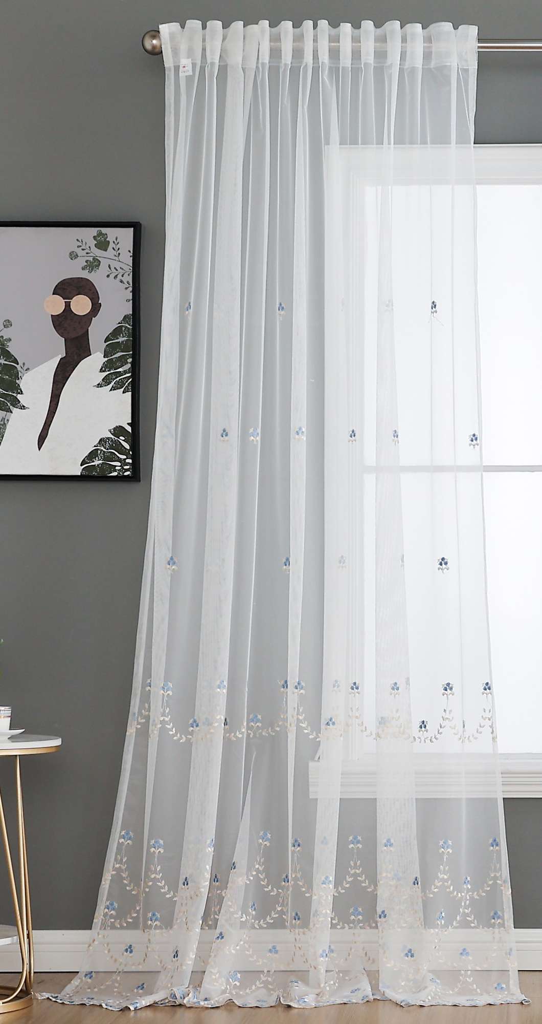 Gardine Raschel Stickerei Design »Florenz« Multiband für Gardinenschiene und Gardinenstange Elegante Fensterdekoration 2023200 Gardinenschal 593A0049-1 | gerdinenbox.com