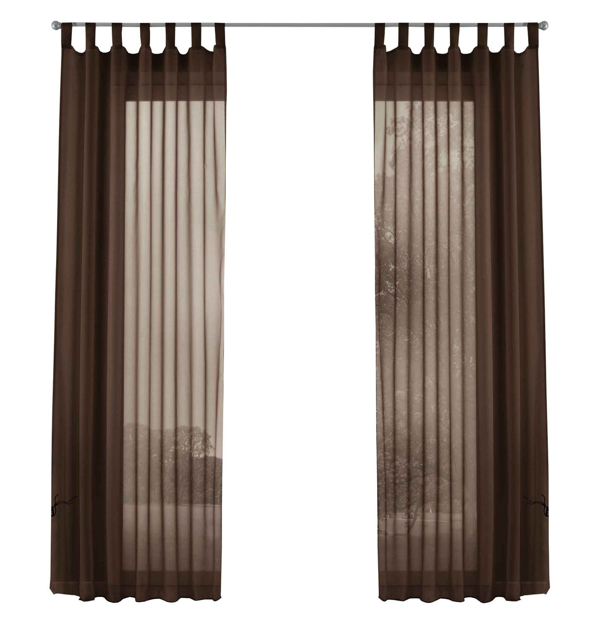 2er-Pack Gardinen Transparent Vorhang Set Wohnzimmer Voile Schlaufenschal mit Bleibandabschluß 61000CN Gardinen Set 61000CNbraun-frei | gerdinenbox.com