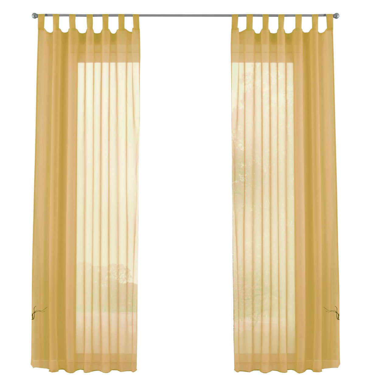 2er-Pack Gardinen Transparent Vorhang Set Wohnzimmer Voile Schlaufenschal mit Bleibandabschluß 61000CN Gardinen Set 61000CNgelb-frei | gerdinenbox.com
