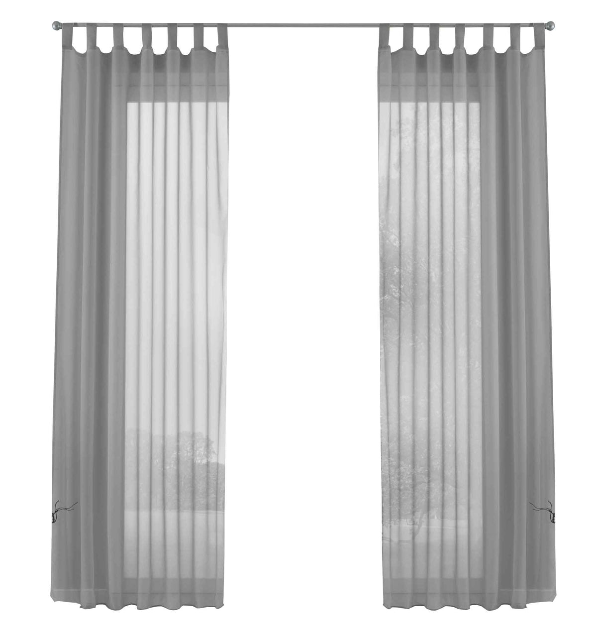 2er-Pack Gardinen Transparent Vorhang Set Wohnzimmer Voile Schlaufenschal mit Bleibandabschluß 61000CN Gardinen Set 61000CNgrau-frei | gerdinenbox.com