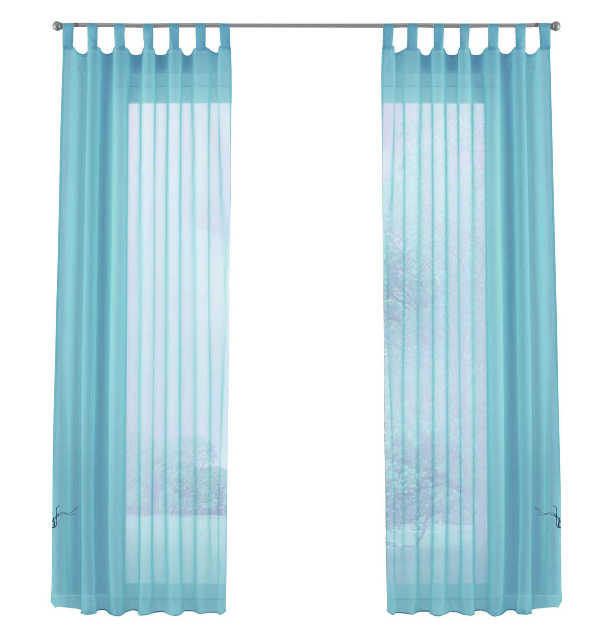 2er-Pack Gardinen Transparent Vorhang Set Wohnzimmer Voile Schlaufenschal mit Bleibandabschluß 61000CN Gardinen Set 61000CNhellblau-frei | gerdinenbox.com