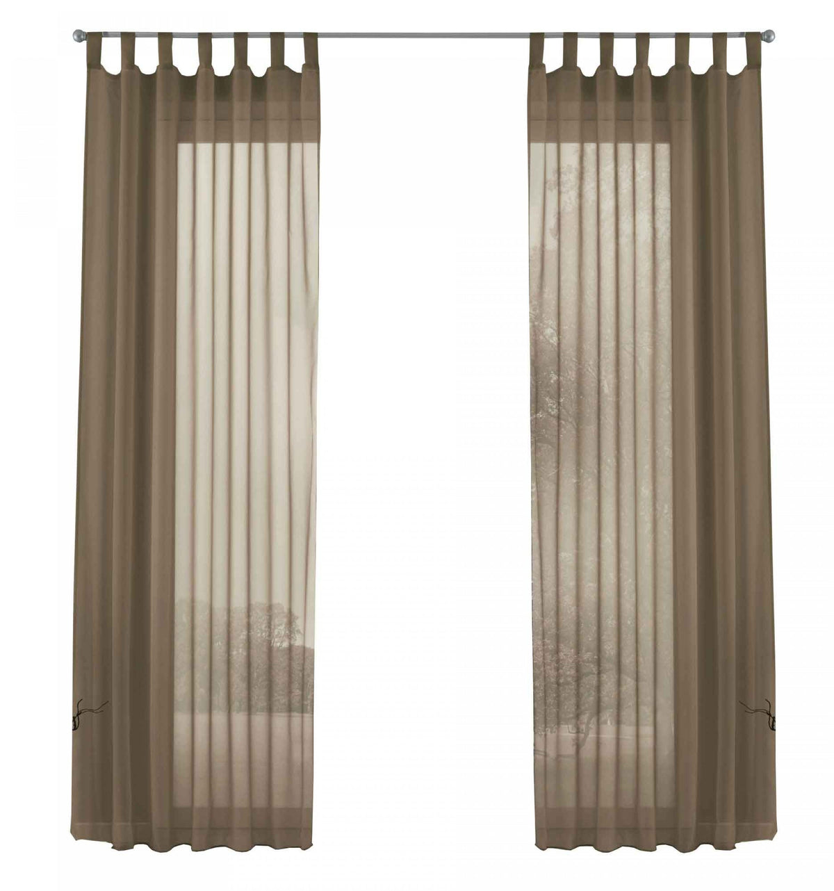 2er-Pack Gardinen Transparent Vorhang Set Wohnzimmer Voile Schlaufenschal mit Bleibandabschluß 61000CN Gardinen Set 61000CNnougat-frei | gerdinenbox.com