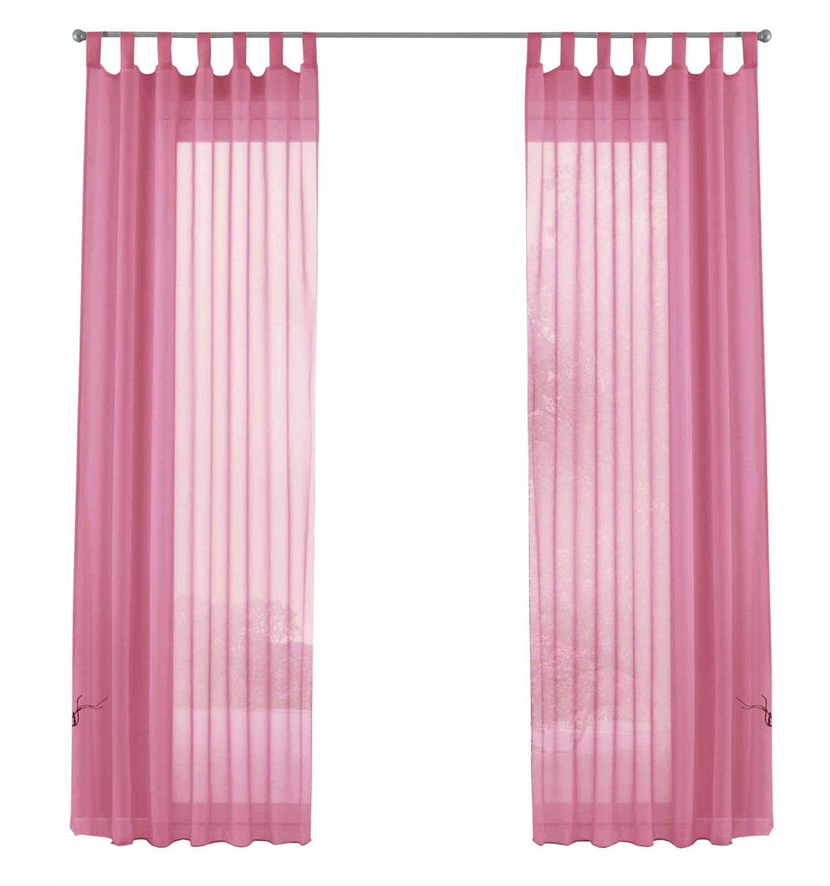 2er-Pack Gardinen Transparent Vorhang Set Wohnzimmer Voile Schlaufenschal mit Bleibandabschluß 61000CN Gardinen Set 61000CNrosa-frei | gerdinenbox.com