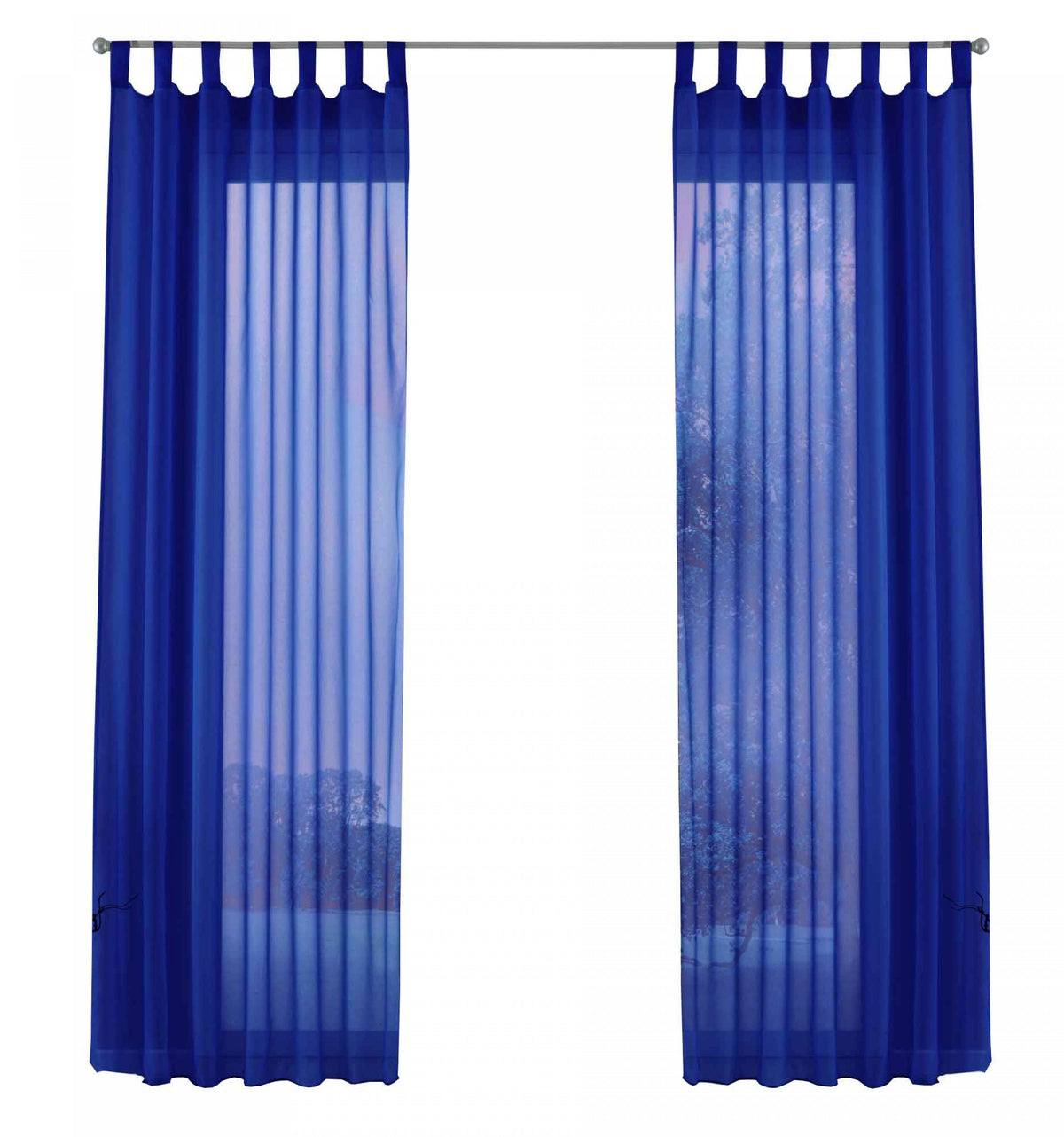 2er-Pack Gardinen Transparent Vorhang Set Wohnzimmer Voile Schlaufenschal mit Bleibandabschluß 61000CN Gardinen Set 61000CNroyalblau-frei | gerdinenbox.com