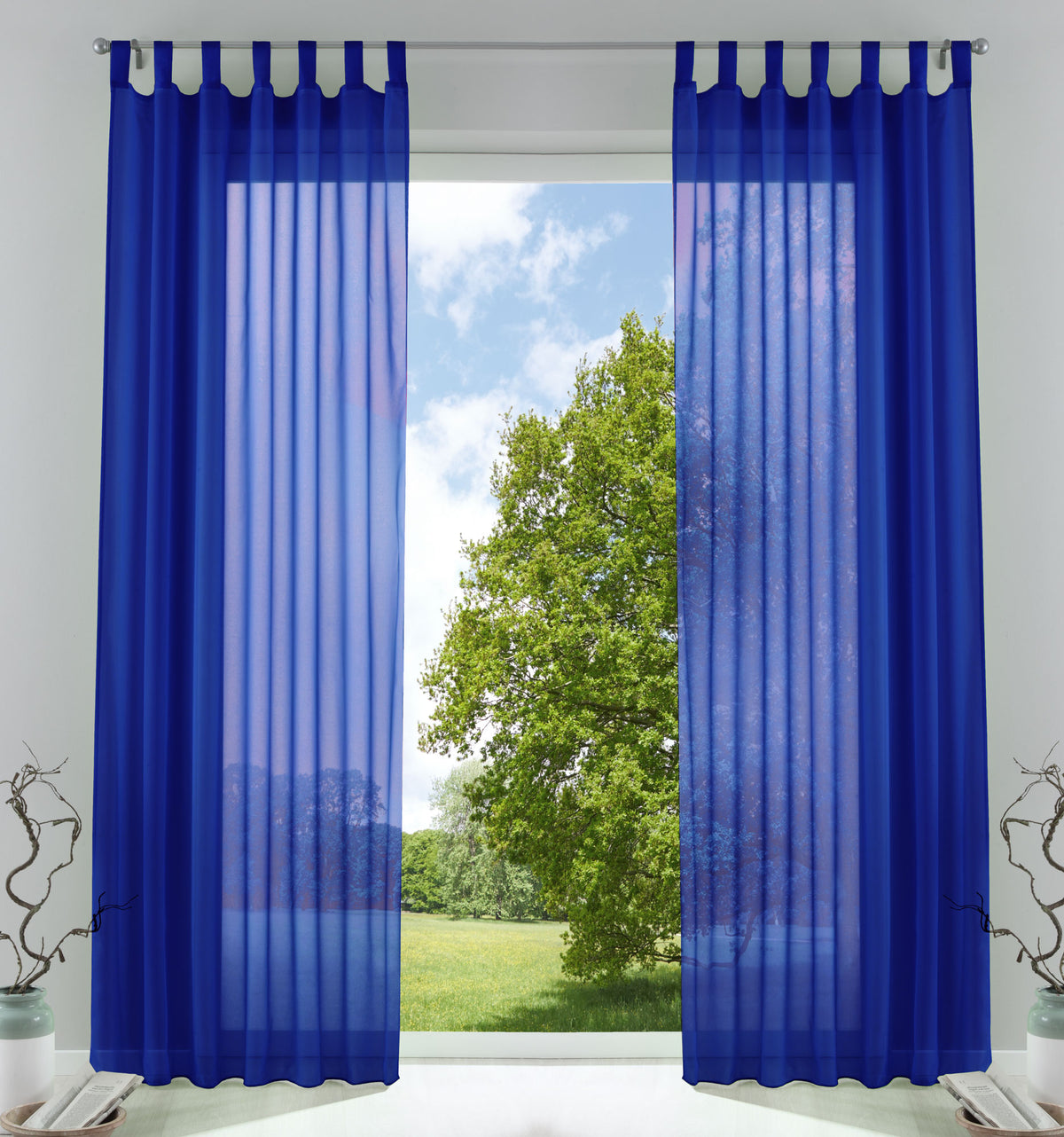 2er-Pack Gardinen Transparent Vorhang Set Wohnzimmer Voile Schlaufenschal mit Bleibandabschluß 61000CN Royalblau HxB 225x140 cm Gardinen Set 61000CNroyalblau_1dbfab88-ca08-4a3e-8b25-a12409ef3b79 | gerdinenbox.com