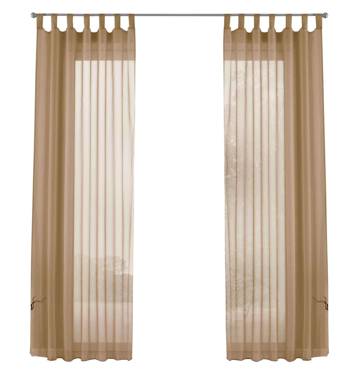 2er-Pack Gardinen Transparent Vorhang Set Wohnzimmer Voile Schlaufenschal mit Bleibandabschluß 61000CN Gardinen Set 61000CNsand-frei | gerdinenbox.com