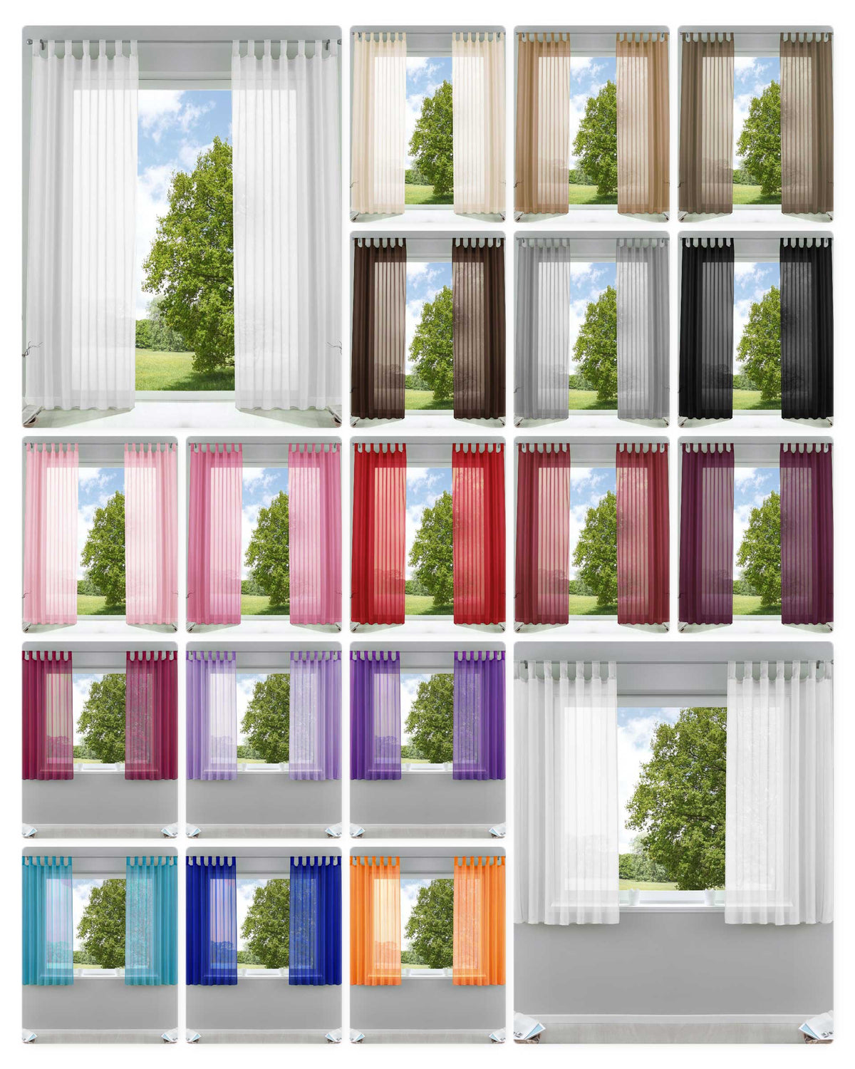 2er-Pack Gardinen Transparent Vorhang Set Wohnzimmer Voile Schlaufenschal mit Bleibandabschluß 61000CN Gardinen Set 61000CNvar_c5e70e9a-6b02-4dea-9261-e187460eac45 | gerdinenbox.com