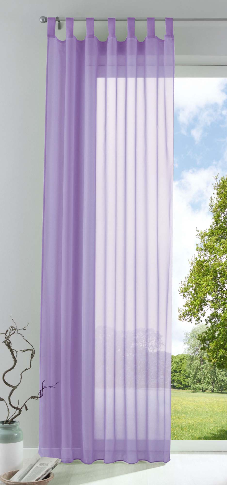 Schlaufenschal Gardine uni transparent Voile 61175 Flieder HxB 175x140 cm Gardinenschal 61175flieder_2d393a3b-5135-4428-891d-defe2e498bef | gerdinenbox.com