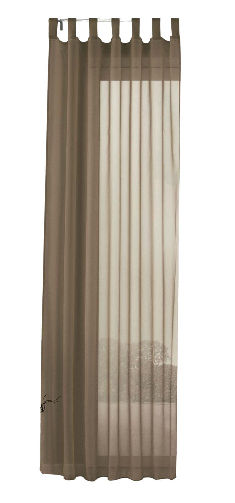 Schlaufenschal Gardine uni transparent Voile 61175 Gardinenschal 61175nougat-crop | gerdinenbox.com