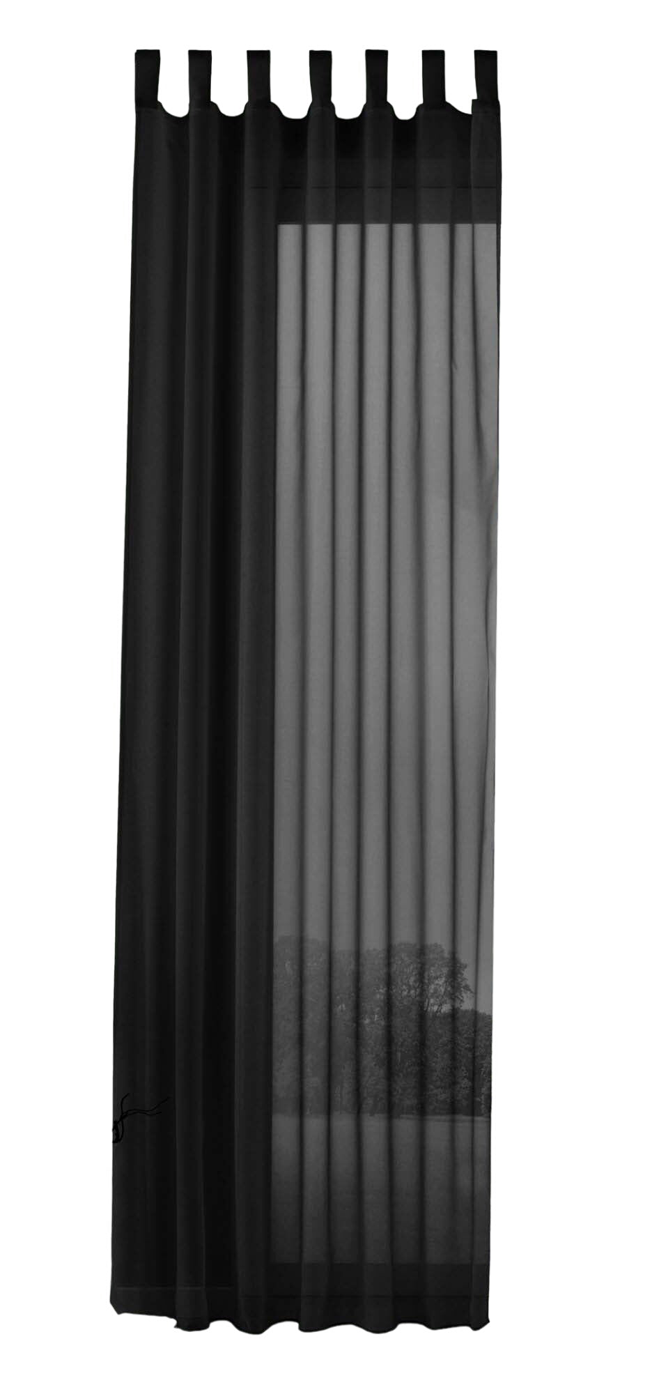 Schlaufenschal Gardine uni transparent Voile 61175 Gardinenschal 61175schwarz-crop | gerdinenbox.com