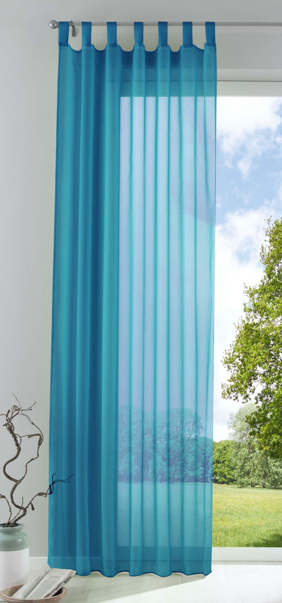 Schlaufenschal Gardine uni transparent Voile 61175 Türkis HxB 280x140 cm Gardinenschal 61175tuerkis_5662b6c9-2132-4dcd-a5c6-15f21279b314 | gerdinenbox.com