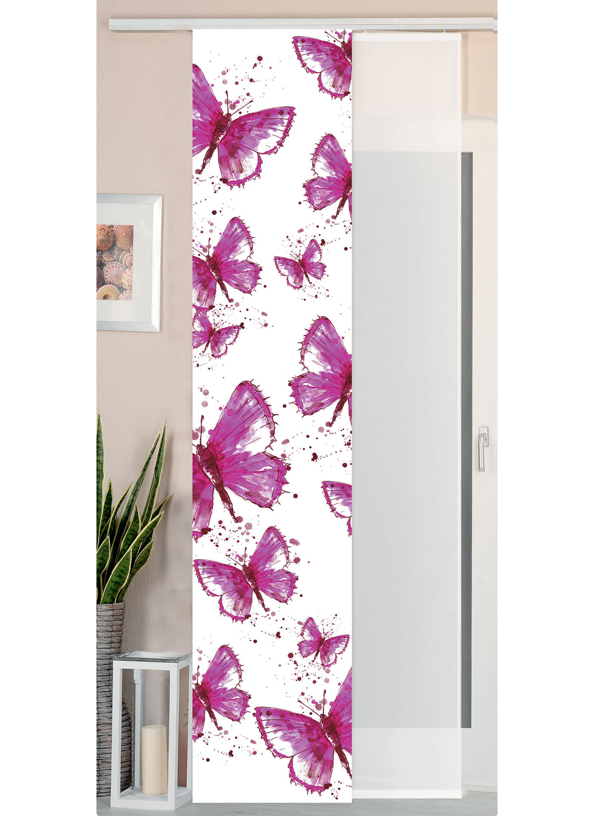 2er Set Schiebegardine Flächenvorhang Wildseide Optik und Voile Paneel 80400 Butterfly Schiebegardine 80400butterfly | gerdinenbox.com