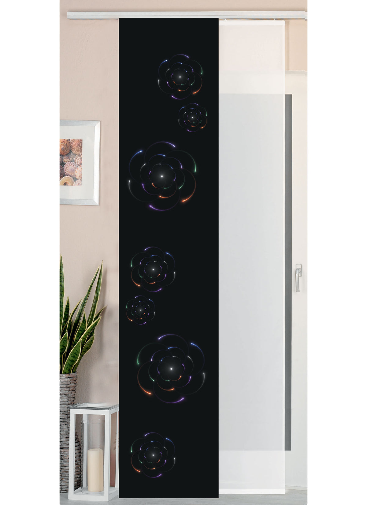 2er Set Schiebegardine Flächenvorhang Wildseide Optik und Voile Paneel 80400 Circle Schiebegardine 80400circle | gerdinenbox.com