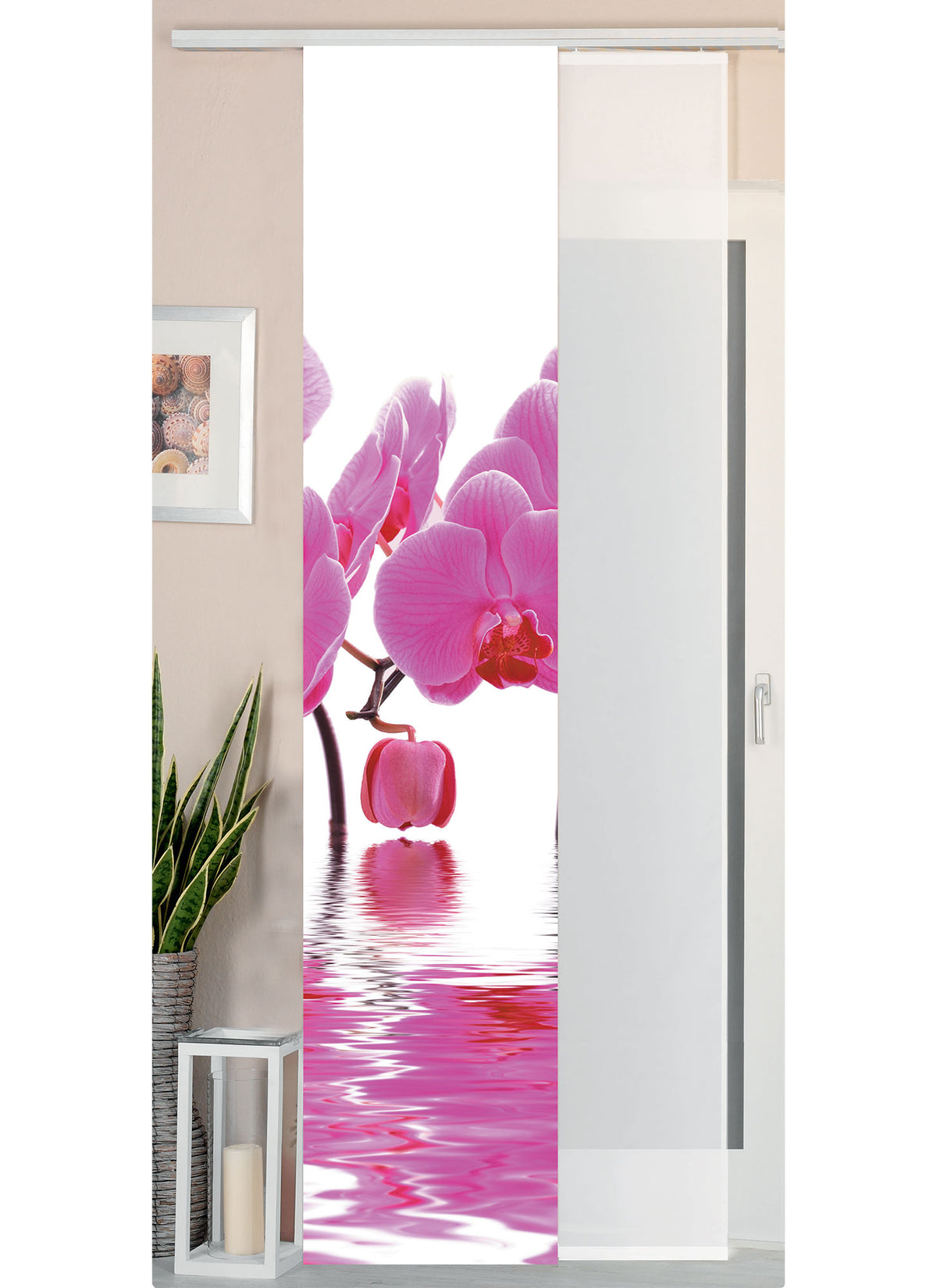 2er Set Schiebegardine Flächenvorhang Wildseide Optik und Voile Paneel 80400 Orchidee Pink Schiebegardine 80400orchidee_pink | gerdinenbox.com