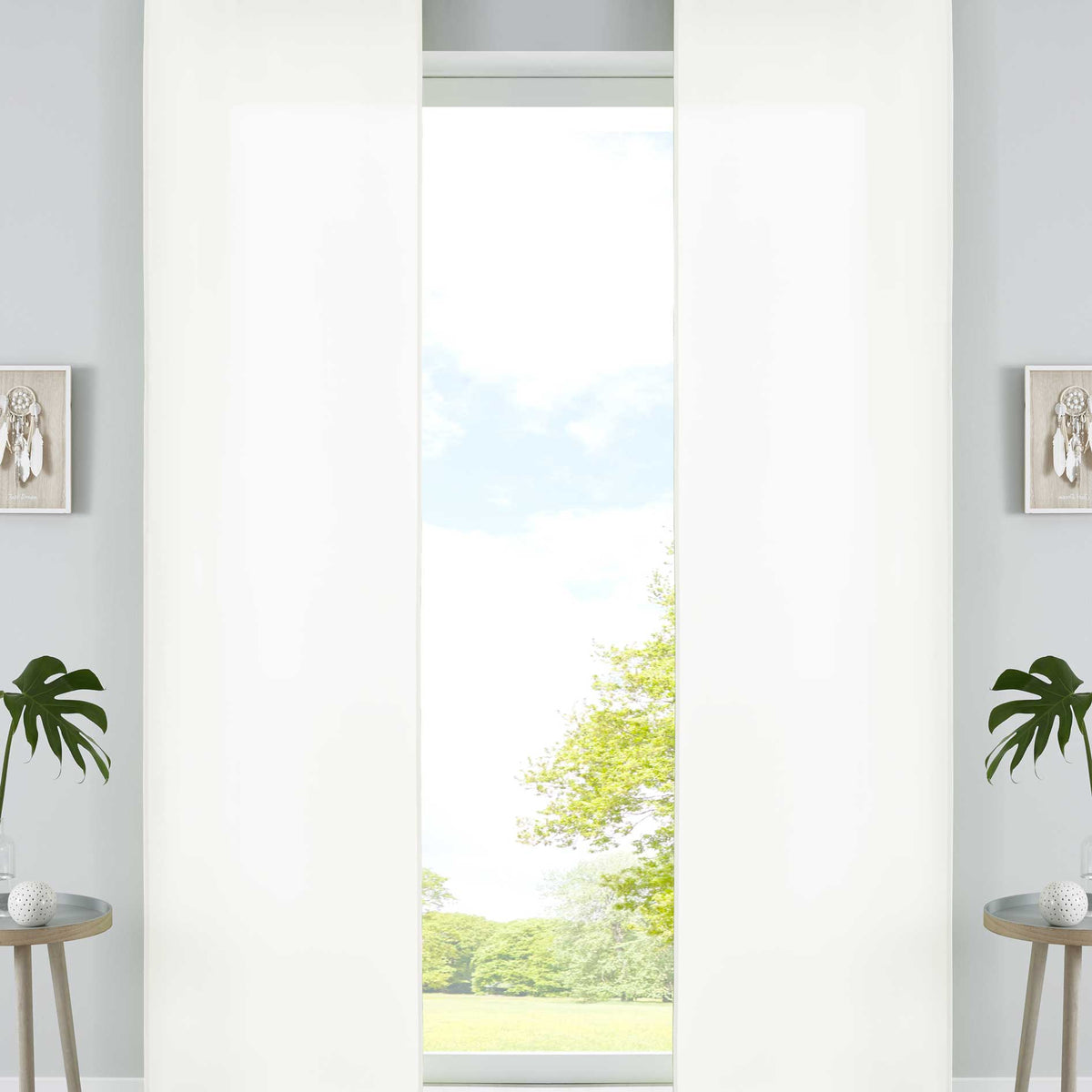 2er Set Schiebegardinen Flächenvorhänge Mikrofaser Vorhang Gardine Schiebe Matt Paneelwagen Beschwerungsstangen 85600N2 Creme Schiebegardine 85600N2creme | gerdinenbox.com