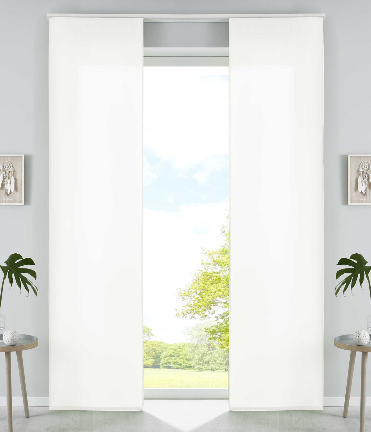2er Set Schiebegardinen Flächenvorhänge Mikrofaser Vorhang Gardine Schiebe Matt Paneelwagen Beschwerungsstangen 85600N2 Creme Schiebegardine 85600N2creme | gerdinenbox.com