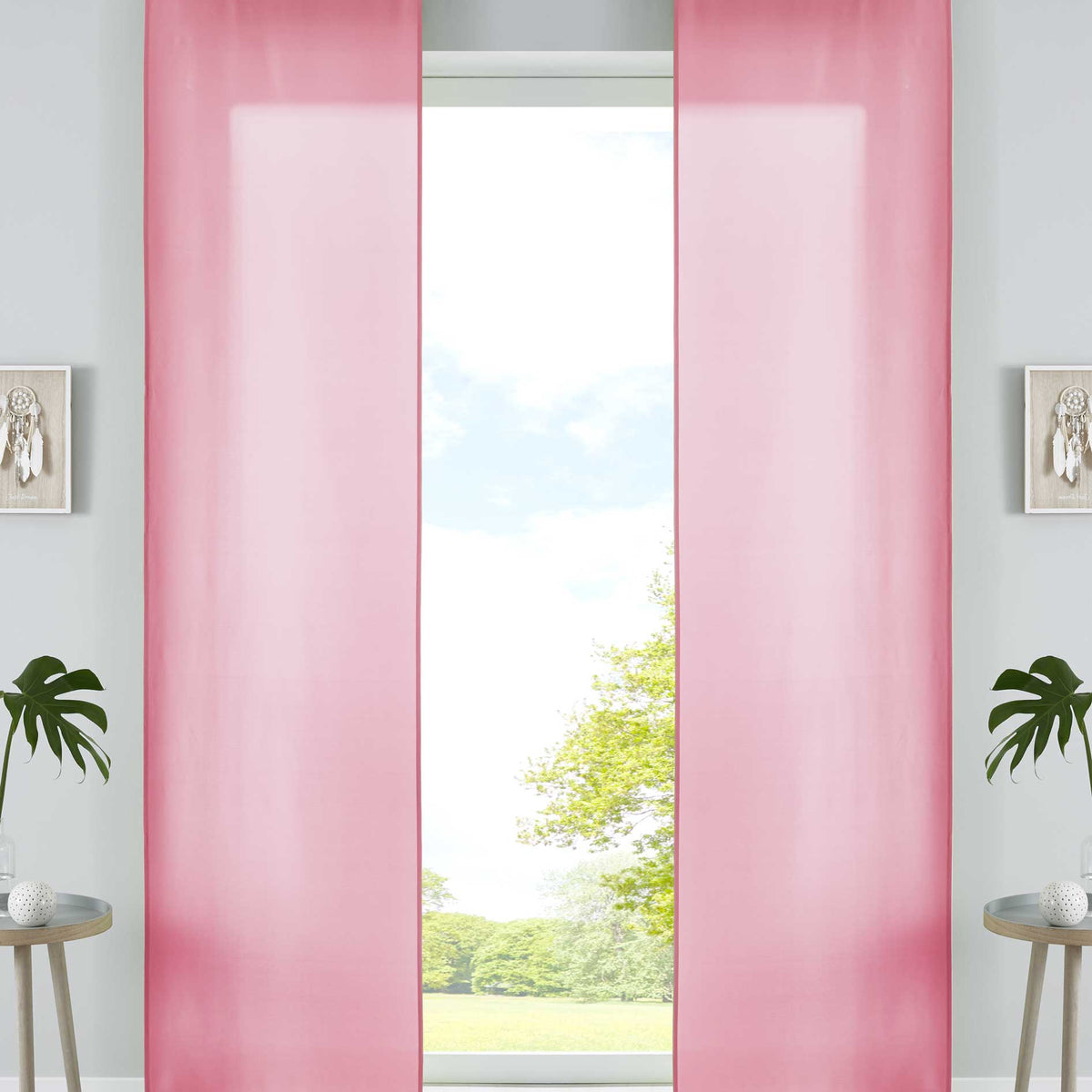 2er Set Schiebegardinen Flächenvorhänge Mikrofaser Vorhang Gardine Schiebe Matt Paneelwagen Beschwerungsstangen 85600N2 Pink Schiebegardine 85600N2pink | gerdinenbox.com