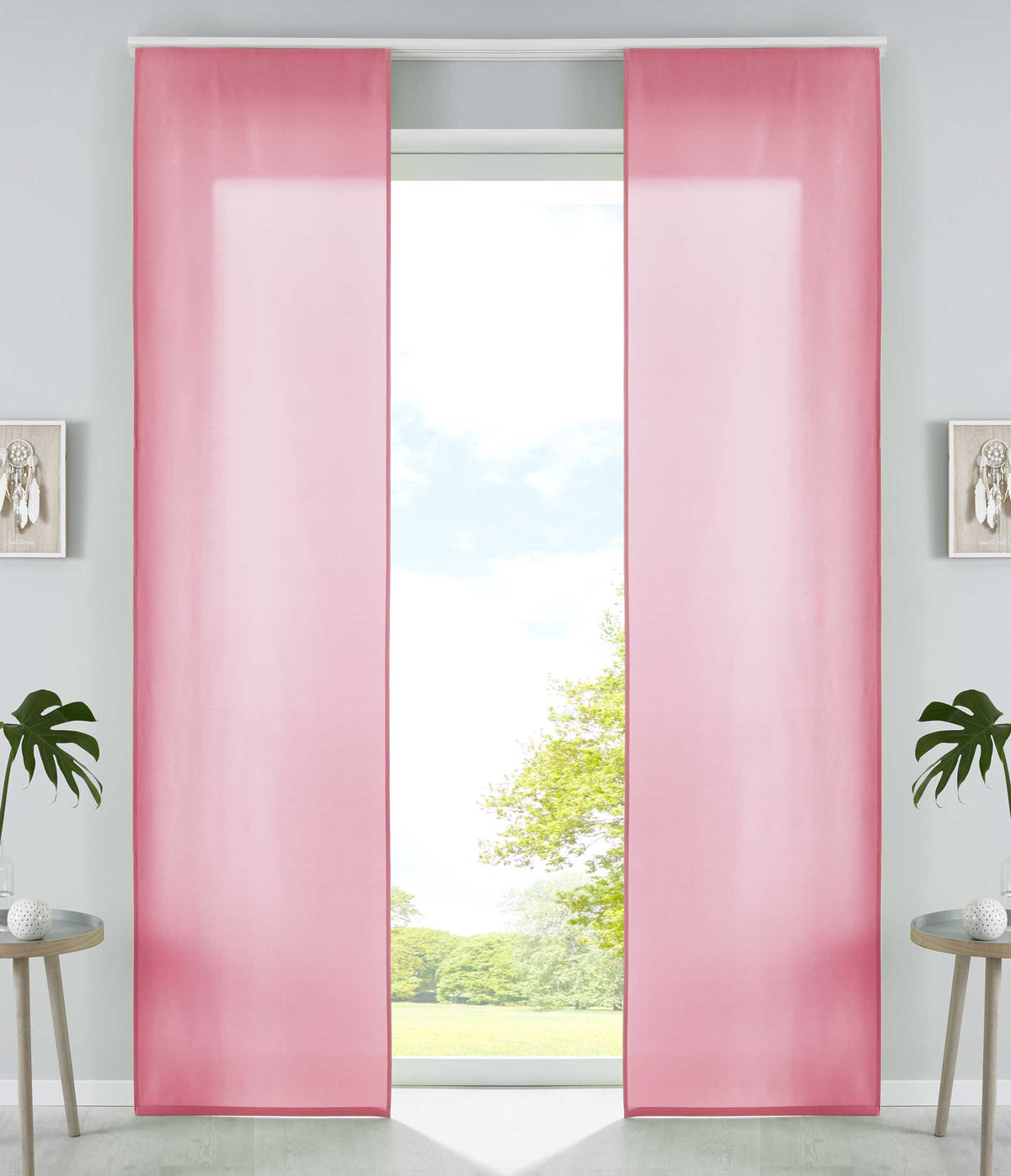 2er Set Schiebegardinen Flächenvorhänge Mikrofaser Vorhang Gardine Schiebe Matt Paneelwagen Beschwerungsstangen 85600N2 Pink Schiebegardine 85600N2pink | gerdinenbox.com