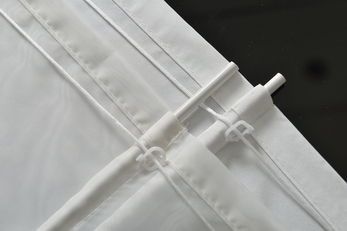 Doppel Raffrollo Palma Microsatin matt Voile Faltgardinen Faltrollo Schlaufenrollo mit Universalgardinenband 20410 Raffrollo Img29917 | gerdinenbox.com