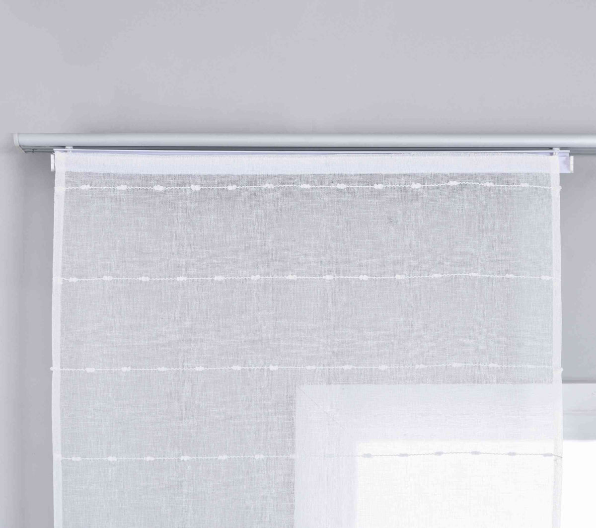 Halbtransparente Schiebegardine mit Paneelwagen »Kassel« Chenille Leinenbindung Streifen 202470P Schiebegardine Img7530 | gerdinenbox.com