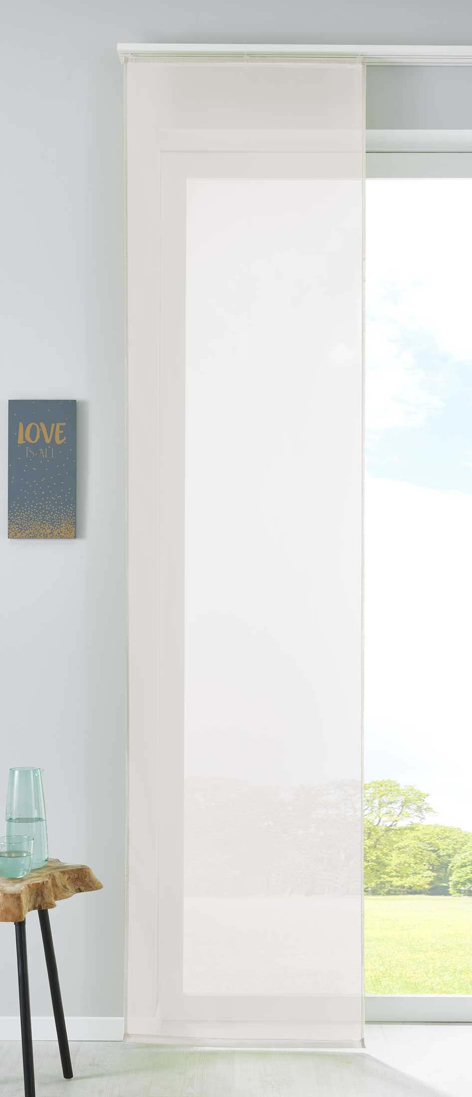 1er Set Schiebegardine Flächenvorhang Vorhang Gardine Voile Komplett mit Paneelwagen Beschwerungsstange 85589N Creme Schiebegardine Schiebegardine_creme | gerdinenbox.com