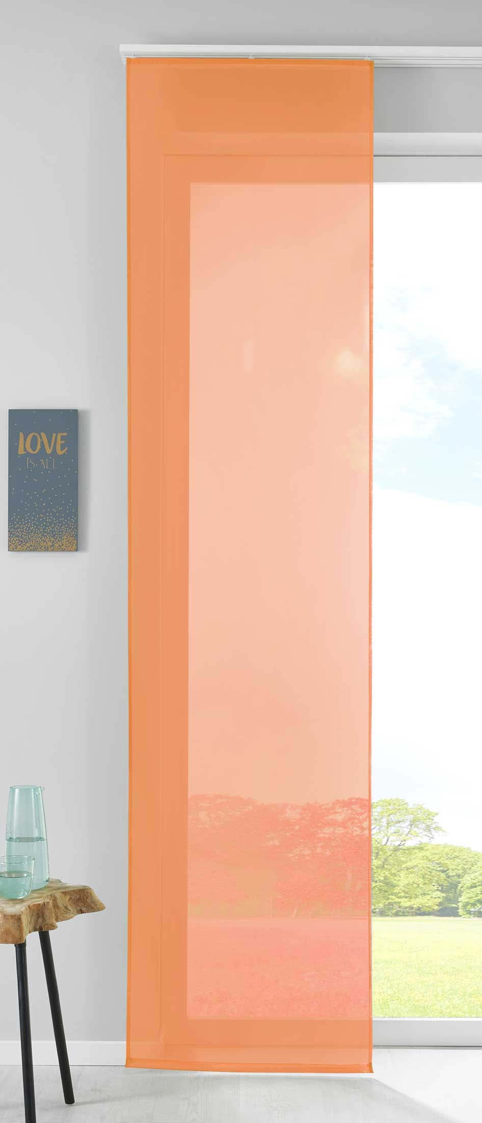 1er Set Schiebegardine Flächenvorhang Vorhang Gardine Voile Komplett mit Paneelwagen Beschwerungsstange 85589N Orange Schiebegardine Schiebegardine_orange | gerdinenbox.com