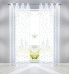 Gardine Ösen Schal Vorhang POMPEI Relief Stickerei Transparent Raffhalter 10000178 Stern Grau 2er-Pack HxB 245x140 cm Gardinenschal 10000178stern_grau-2 | gerdinenbox.com