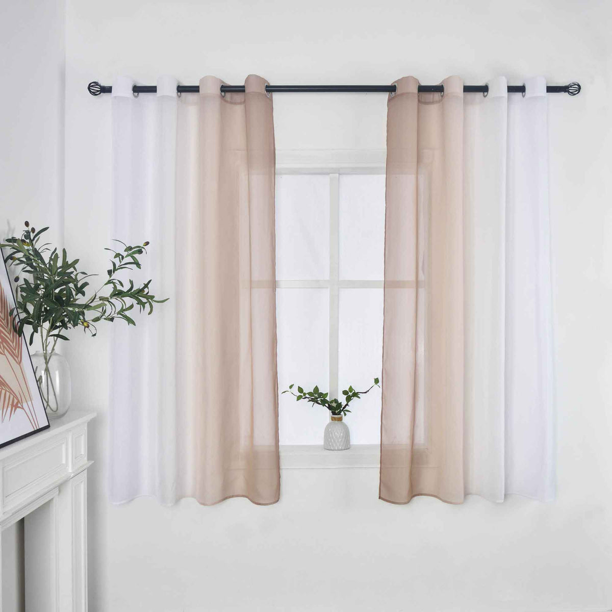 2er Pack Gardinen Vertikal Farbverlauf Druck Transparent »Modena« mit Ösen und Raffhalter, Vorhang, Dekoschal 10000183 Gardinen Set 10000183brauntoene-145_b59408b6-1df2-4f56-9d01-a720edc875ac | gerdinenbox.com