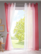 2er Pack Gardinen Vertikal Farbverlauf Druck Transparent »Modena« mit Ösen und Raffhalter, Vorhang, Dekoschal 10000183 Gardinen Set 10000183rosatoene_2988f1e8-28f5-4659-96e9-f22c6e51ce0f | gerdinenbox.com